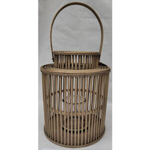 Cylinder Lantern with Glass Holder - Wicker - L26 x W26 x H26 cm Cylinder Lantern with Glass Holder - Wicker - L26 x W26 x H26 cm