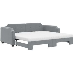 Daybed with Trundle and Mattresses Light Grey 90x190 cm Fabric vidaXL Daybed with Trundle and Mattresses Light Grey 90x190 cm Fabric vidaXL