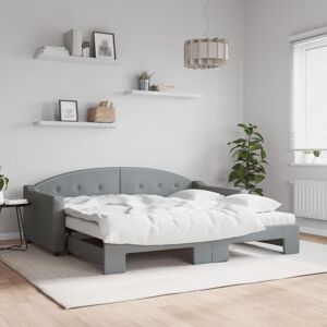 Daybed with Trundle and Mattresses Light Grey 90x190 cm Fabric vidaXL Daybed with Trundle and Mattresses Light Grey 90x190 cm Fabric vidaXL