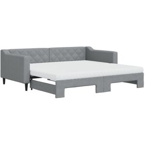 Daybed with Trundle and Mattresses Light Grey 90x190 cm Fabric vidaXL Daybed with Trundle and Mattresses Light Grey 90x190 cm Fabric vidaXL