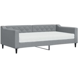 Daybed with Mattress Light Grey 90x190 cm Fabric vidaXL Daybed with Mattress Light Grey 90x190 cm Fabric vidaXL