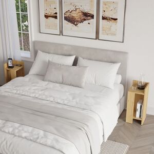 Decortie - Elos Narrow Modern Bedside Tables Set - Oak / Oak - Oak / Oak Decortie - Elos Narrow Modern Bedside Tables Set - Oak / Oak - Oak / Oak