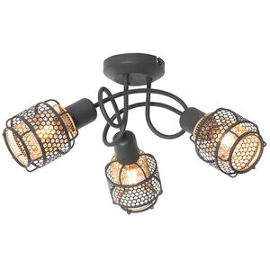 QAZQA Design Ceiling Light Black with Gold 3-Light - Noud QAZQA Design Ceiling Light Black with Gold 3-Light - Noud