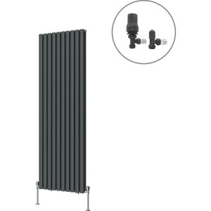 NRG - Designer Oval Column Radiator Central Heating Rad Anthracite with Angled Thermostatic Valves Vertical Double 1800x590mm NRG - Designer Oval Column Radiator Central Heating Rad Anthracite with Angled Thermostatic Valves Vertical Double 1800x590mm