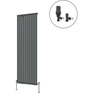 NRG Designer Oval Column Radiator Central Heating Rad Anthracite with Angled Thermostatic Valves Vertical Single 1800x590mm NRG Designer Oval Column Radiator Central Heating Rad Anthracite with Angled Thermostatic Valves Vertical Single 1800x590mm