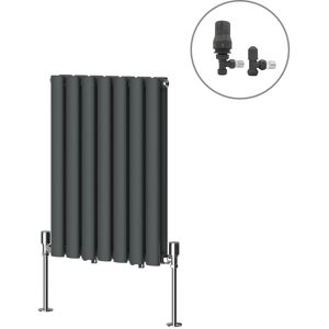 NRG Designer Oval Column Radiator Central Heating Rad Anthracite with Angled Thermostatic Valves Horizontal Double 600x413mm NRG Designer Oval Column Radiator Central Heating Rad Anthracite with Angled Thermostatic Valves Horizontal Double 600x413mm