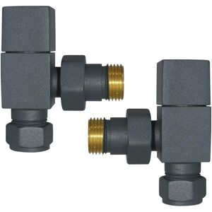 15mm Pair of Square Angled Radiator Valves Anthracite - Warmehaus 15mm Pair of Square Angled Radiator Valves Anthracite - Warmehaus