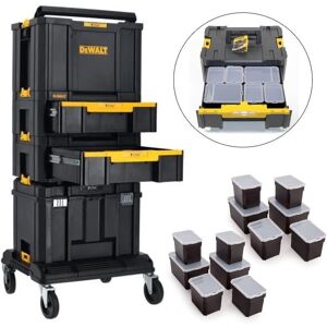 Dewalt - 5 Piece Tstak Tower 2 Drawer Units Deep Case + Tote Wheeled Cart Trolley Dewalt - 5 Piece Tstak Tower 2 Drawer Units Deep Case + Tote Wheeled Cart Trolley