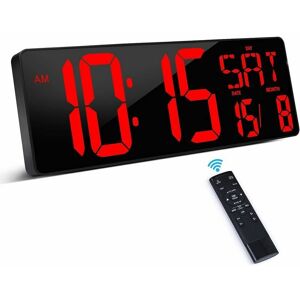 DEWDAT Digital Clock with Remote Control, 16.5'' LED Digital Wall Clock, Digital Alarm Clock with Adjustable Brightness, Digital Wall Clock with DEWDAT Digital Clock with Remote Control, 16.5'' LED Digital Wall Clock, Digital Alarm Clock with Adjustable Brightness, Digital Wall Clock with
