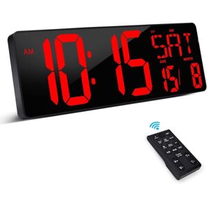 IKODM Digital clock with remote control, LED, adjustable brightness, wall mounted, with time/date/temperature display IKODM Digital clock with remote control, LED, adjustable brightness, wall mounted, with time/date/temperature display
