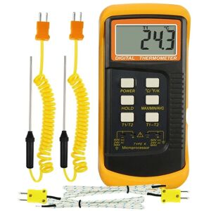AOUGO Digital K-Type Thermocouple Thermometer (-501300°C) with Dual Channel 4 Thermocouples (Wired and Stainless Steel) High Accuracy Handheld Temperature AOUGO Digital K-Type Thermocouple Thermometer (-501300°C) with Dual Channel 4 Thermocouples (Wired and Stainless Steel) High Accuracy Handheld Temperature