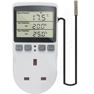Tinor - Digital Thermostat Plug Socket Temperature Controller 220V with Sensor Probe, Thermostatic Plug Heating Cooling for Greenhouse Freezer Tinor - Digital Thermostat Plug Socket Temperature Controller 220V with Sensor Probe, Thermostatic Plug Heating Cooling for Greenhouse Freezer