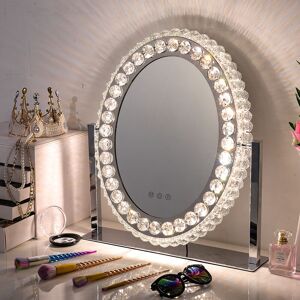 Livingandhome - Crystal Dressing Makeup Mirror with Dimmable Led Light Livingandhome - Crystal Dressing Makeup Mirror with Dimmable Led Light
