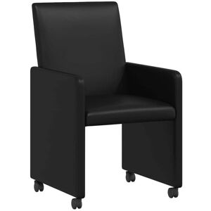 Dining Chairs with Wheels 2 pcs Black 57 x 66 x 94 cm vidaXL Dining Chairs with Wheels 2 pcs Black 57 x 66 x 94 cm vidaXL
