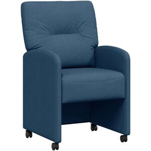 Dining Chairs with Wheels 2 pcs Blue 57 x 67 x 95 cm Fabric vidaXL Dining Chairs with Wheels 2 pcs Blue 57 x 67 x 95 cm Fabric vidaXL