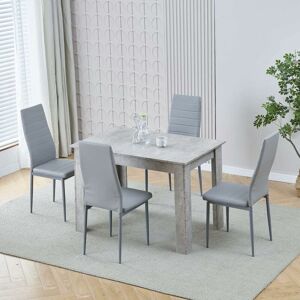 Niceme - Dining Room Set, Beton Grey Dining Table with Chairs, 110x70 cm Table and Chairs for Living Room Home Kitchen (Table with 4 Chairs, Grey Niceme - Dining Room Set, Beton Grey Dining Table with Chairs, 110x70 cm Table and Chairs for Living Room Home Kitchen (Table with 4 Chairs, Grey