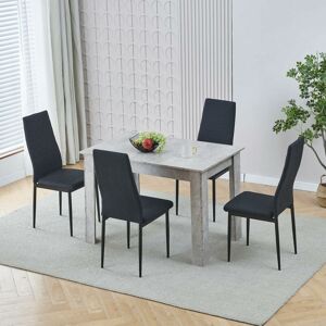 Niceme - Dining Room Set, Beton Grey Dining Table with Chairs, 110x70 cm Table and Chairs for Living Room Home Kitchen (Table with 4 Chairs, Black Niceme - Dining Room Set, Beton Grey Dining Table with Chairs, 110x70 cm Table and Chairs for Living Room Home Kitchen (Table with 4 Chairs, Black