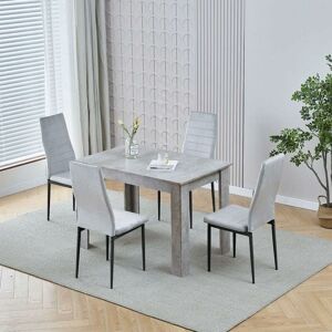Niceme - Dining Room Set, Beton Grey Dining Table with Chairs, 110x70 cm Table and Chairs for Living Room Home Kitchen (Table with 4 Chairs, Grey Niceme - Dining Room Set, Beton Grey Dining Table with Chairs, 110x70 cm Table and Chairs for Living Room Home Kitchen (Table with 4 Chairs, Grey