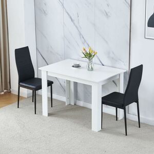 NICEME Dining Room Set, White Dining Table with Chairs, Table and Chairs for Living Room Home Kitchen (Table with 2 Chairs, Black Faux Leather) NICEME Dining Room Set, White Dining Table with Chairs, Table and Chairs for Living Room Home Kitchen (Table with 2 Chairs, Black Faux Leather)