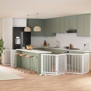 Dog Gate with Door Foldable 12 Panels White 960 cm Poplar Wood vidaXL Dog Gate with Door Foldable 12 Panels White 960 cm Poplar Wood vidaXL