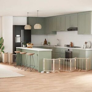 Dog Gate with Door Foldable 12 Panels 600 cm Poplar Wood vidaXL Dog Gate with Door Foldable 12 Panels 600 cm Poplar Wood vidaXL