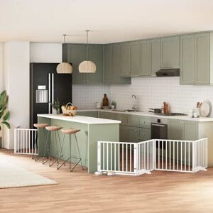 Dog Gate with Door Foldable 12 Panels White 960 cm Poplar Wood vidaXL Dog Gate with Door Foldable 12 Panels White 960 cm Poplar Wood vidaXL