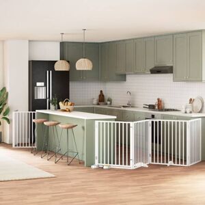 vidaXL Dog Gate with Door Foldable 12 Panels White 960 cm Poplar Wood - Dog Gate vidaXL Dog Gate with Door Foldable 12 Panels White 960 cm Poplar Wood - Dog Gate