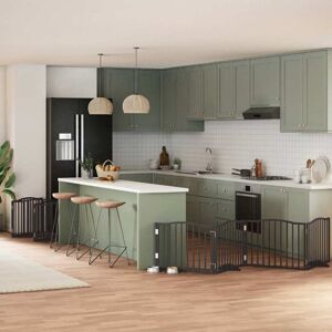 Dog Gate with Door Foldable 12 Panels Black 960 cm Poplar Wood vidaXL Dog Gate with Door Foldable 12 Panels Black 960 cm Poplar Wood vidaXL