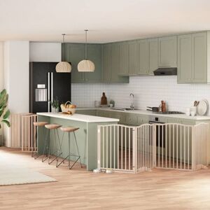 Dog Gate with Door Foldable 12 Panels 960 cm Poplar Wood vidaXL Dog Gate with Door Foldable 12 Panels 960 cm Poplar Wood vidaXL