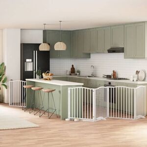 Dog Gate with Door Foldable 6 Panels White 480 cm Poplar Wood vidaXL Dog Gate with Door Foldable 6 Panels White 480 cm Poplar Wood vidaXL