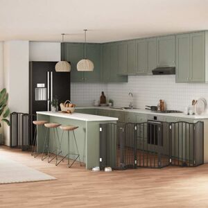 Dog Gate with Door Foldable 12 Panels Black 600 cm Poplar Wood vidaXL Dog Gate with Door Foldable 12 Panels Black 600 cm Poplar Wood vidaXL