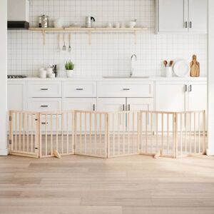 Dog Gate with Door Foldable 6 Panels 300 cm Poplar Wood vidaXL Dog Gate with Door Foldable 6 Panels 300 cm Poplar Wood vidaXL