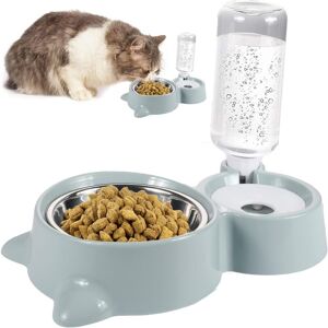 Memkey - Double Cat Bowl, Double Bowl Food Bowl for Cats and Small Dogs, Green 2-in-1 Cat Bowls Memkey - Double Cat Bowl, Double Bowl Food Bowl for Cats and Small Dogs, Green 2-in-1 Cat Bowls