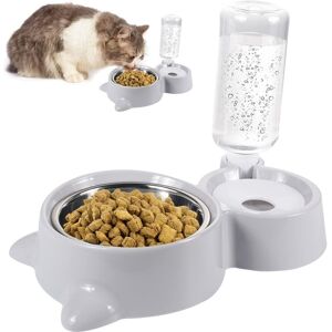 Memkey - Double Cat Bowl, Double Bowl for Cats and Small Dogs, Gray, 2-in-1 Cat Bowls Memkey - Double Cat Bowl, Double Bowl for Cats and Small Dogs, Gray, 2-in-1 Cat Bowls