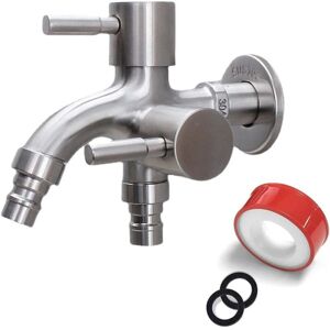 SANS MARQUE Double garden and washing machine tap, 1/2 inch, with outlet valve, for yard, home and industrial use SANS MARQUE Double garden and washing machine tap, 1/2 inch, with outlet valve, for yard, home and industrial use
