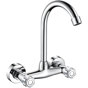 Tinor - Double Hole Wall Mounted Sink Faucet Basin Sink Hot and Cold Water Mixer Tap for Balcony Laundry Table Tinor - Double Hole Wall Mounted Sink Faucet Basin Sink Hot and Cold Water Mixer Tap for Balcony Laundry Table
