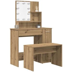 Dressing Table Set with led Old Wood Engineered Wood Vidaxl Dressing Table Set with led Old Wood Engineered Wood Vidaxl