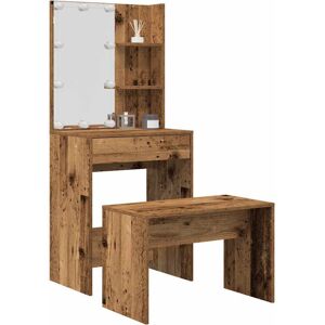 Dressing Table Set with led Old Wood Engineered Wood Vidaxl Dressing Table Set with led Old Wood Engineered Wood Vidaxl