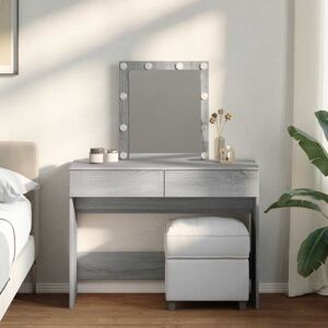 Dressing Table with led Grey Sonoma 100x40x130 cm Vidaxl Dressing Table with led Grey Sonoma 100x40x130 cm Vidaxl