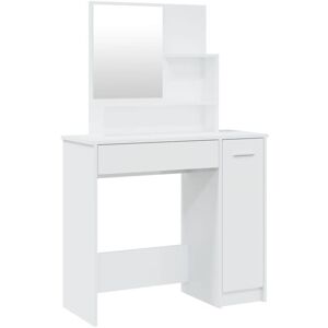 BONNEVIE Dressing Table with Mirror High Gloss White 86.5x35x136 cm CFW200901 BONNEVIE Dressing Table with Mirror High Gloss White 86.5x35x136 cm CFW200901