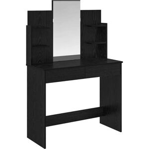Dressing Table with Mirror Black Oak 96 x 39 x 142 cm vidaXL Dressing Table with Mirror Black Oak 96 x 39 x 142 cm vidaXL