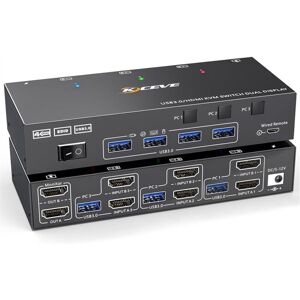 TLILY Dual Monitor kvm Switch usb 3.0 -Compatible 4K@60Hz 2K@144Hz, edid Emulator with 4 Ports EU-Plug TLILY Dual Monitor kvm Switch usb 3.0 -Compatible 4K@60Hz 2K@144Hz, edid Emulator with 4 Ports EU-Plug