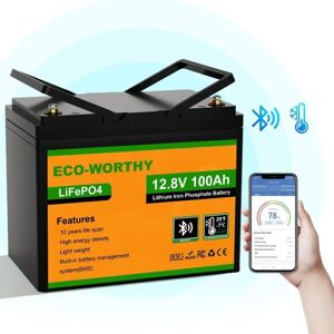 Eco-worthy - 100Ah 12V Bluetooth Lithium Battery Low Temp Cut-Off Rechargeable LiFePO4 with 3000--15000 Cycles and bms Protection, Perfect For Rv, Eco-worthy - 100Ah 12V Bluetooth Lithium Battery Low Temp Cut-Off Rechargeable LiFePO4 with 3000--15000 Cycles and bms Protection, Perfect For Rv,