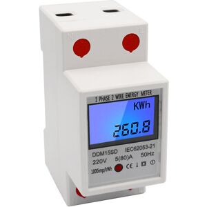 READCLY EDF Meter Single Phase DIN Rail Energy Meter 5-80A 220V 50Hz Electronic KWh Meter with LCD Backlight Digital Display DDM15SD White READCLY EDF Meter Single Phase DIN Rail Energy Meter 5-80A 220V 50Hz Electronic KWh Meter with LCD Backlight Digital Display DDM15SD White