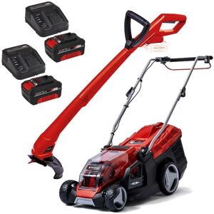 Twin 18v / 36v Lawnmower 34cm Cut 2x4Ah Battery + Grass Trimmer Strimmer - Einhell Twin 18v / 36v Lawnmower 34cm Cut 2x4Ah Battery + Grass Trimmer Strimmer - Einhell