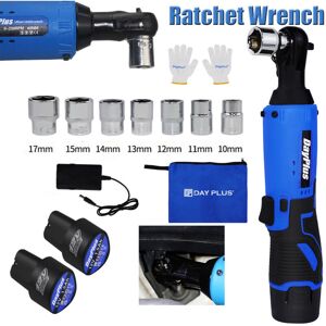 Dayplus - Electric 120Nm Cordless Right Ratchet Angle Wrench 3/8'' 90° Power Tool with 2 Battery Dayplus - Electric 120Nm Cordless Right Ratchet Angle Wrench 3/8'' 90° Power Tool with 2 Battery