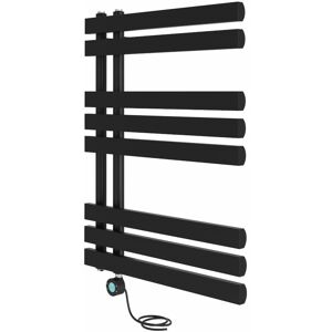 NRG - Electric Bathroom Prefilled D-shape Heated Towel Rail Radiator Thermostatic Heating Rads 800x600mm Black NRG - Electric Bathroom Prefilled D-shape Heated Towel Rail Radiator Thermostatic Heating Rads 800x600mm Black