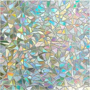LINGHHANG Electrostatic Window Film Rainbow Effect Decorative Anti-Peep Window Film, 3D Anti-UV Window Film, Office, Kitchen 45 x 200CM LINGHHANG Electrostatic Window Film Rainbow Effect Decorative Anti-Peep Window Film, 3D Anti-UV Window Film, Office, Kitchen 45 x 200CM