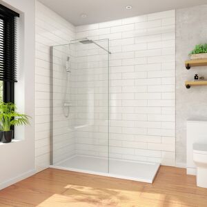 1100mm Wet Room Shower Screen Panel 8mm Easy Clean Glass Walk in Shower Enclosure with Support Bar - Elegant 1100mm Wet Room Shower Screen Panel 8mm Easy Clean Glass Walk in Shower Enclosure with Support Bar - Elegant