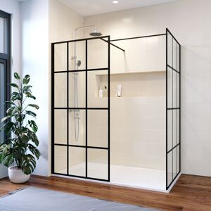ELEGANT 1200mm Matte Black Frame Walk in Wet Room 900mm Side Screen Panel 8mm Tempered Glass Shower Cabin Enclosure Include Double Stainless Steel Support ELEGANT 1200mm Matte Black Frame Walk in Wet Room 900mm Side Screen Panel 8mm Tempered Glass Shower Cabin Enclosure Include Double Stainless Steel Support